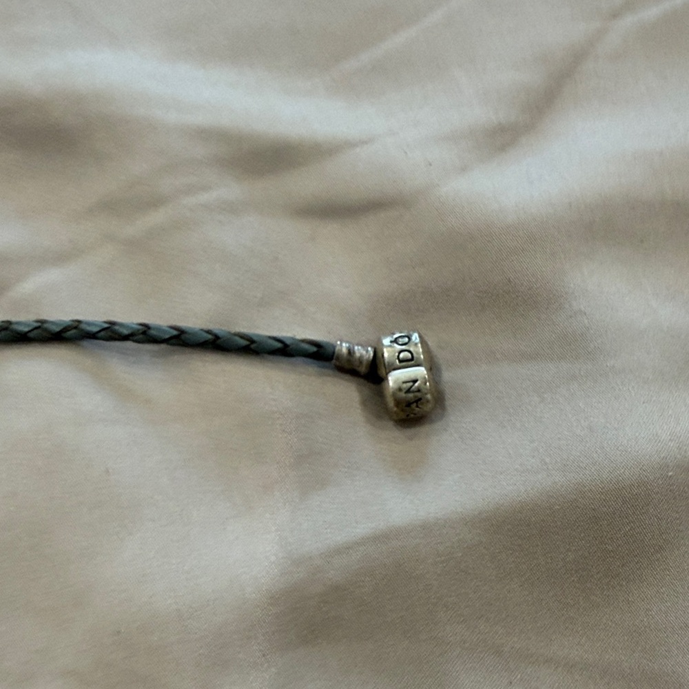Pandora Braided Leather Bracelet with Silver Charms - Picture 4 of 4